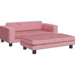 Sale vidaXL Barnsoffa med fotpall 100x50x30 cm sammet Rosa