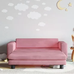 Sale vidaXL Barnsoffa med fotpall 100x50x30 cm sammet Rosa