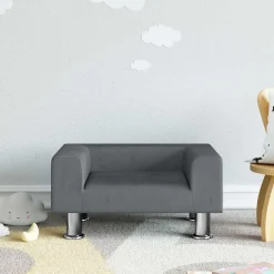 Best vidaXL Barnsoffa 50x40x26,5 cm sammet Mörkgrå