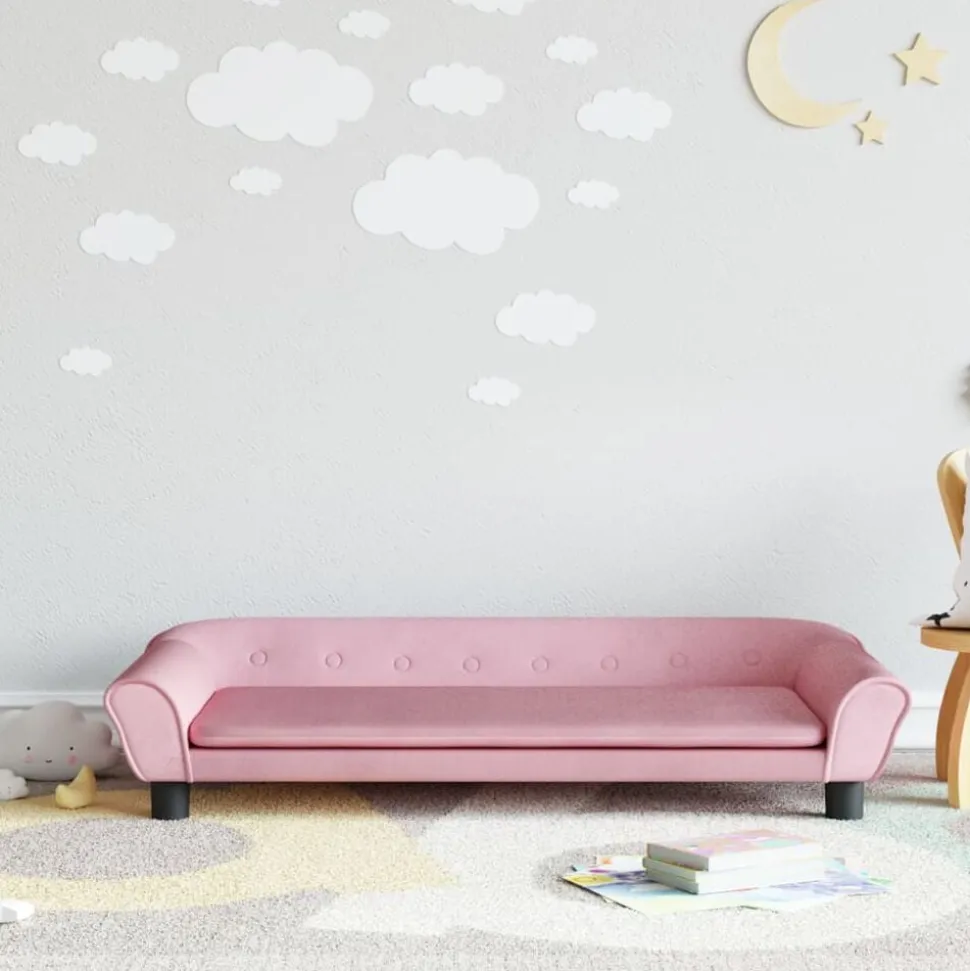 vidaXL Barnsoffa rosa 100x50x26 cm sammet