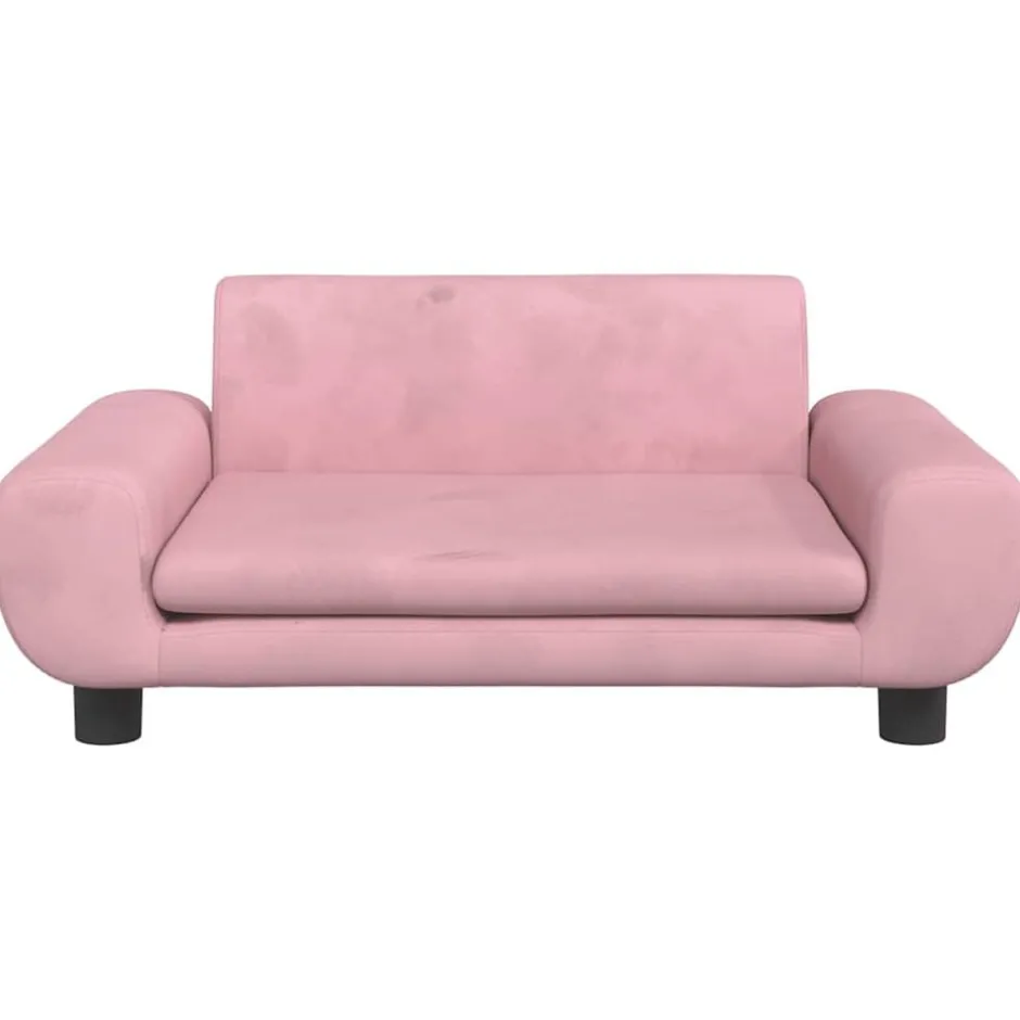 New vidaXL Barnsoffa 70x45x33 cm sammet Rosa