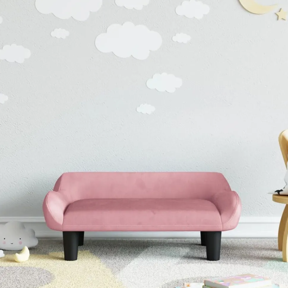 vidaXL Barnsoffa rosa 70x40x24 cm sammet