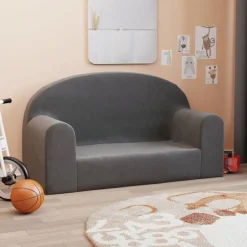 Clearance vidaXL Barnsoffa 2-sits mjuk plysch Antracit