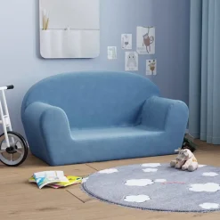 Online vidaXL Barnsoffa 2-sits mjuk plysch Blå