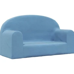 vidaXL Barnsoffa 2-sits blå mjuk plysch