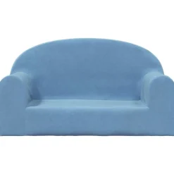 vidaXL Barnsoffa 2-sits blå mjuk plysch