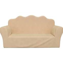 vidaXL Barnsoffa 2-sits gräddvit mjuk plysch