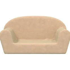 vidaXL Barnsoffa 2-sits gräddvit mjuk plysch