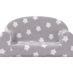 Clearance vidaXL Barnsoffa 2-sits ljusgrå med stjärnor mjuk plysch Ljusgrå och vit
