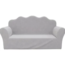 vidaXL Barnsoffa 2-sits mjuk plysch Ljusgrå