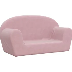 vidaXL Barnsoffa 2-sits rosa mjuk plysch