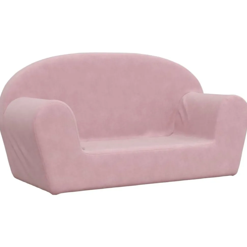 vidaXL Barnsoffa 2-sits rosa mjuk plysch