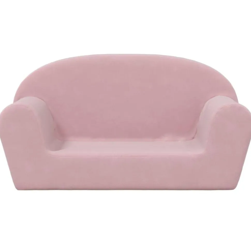 vidaXL Barnsoffa 2-sits rosa mjuk plysch