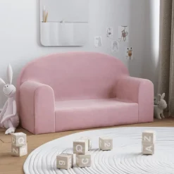 Hot vidaXL Barnsoffa 2-sits mjuk plysch Rosa