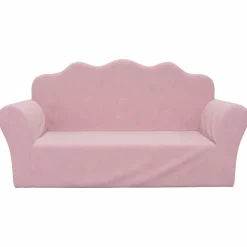 vidaXL Barnsoffa 2-sits rosa mjuk plysch