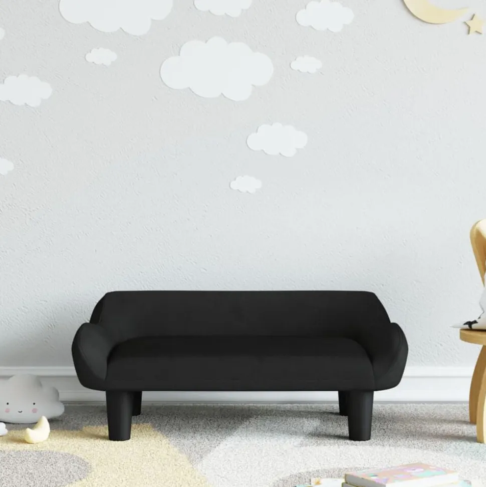 vidaXL Barnsoffa svart 70x40x24 cm sammet