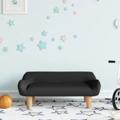 Discount vidaXL Barnsoffa 70x40x24 cm tyg Svart