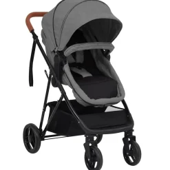 Clearance vidaXL Barnvagn 2-i-1 och svart stål Ljusgrå