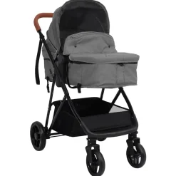 Clearance vidaXL Barnvagn 2-i-1 och svart stål Ljusgrå