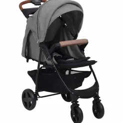 New vidaXL Barnvagn 2-i-1 stål Ljusgrå