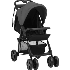 Clearance vidaXL Barnvagn 3-i-1 och svart stål Mörkgrå