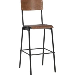 vidaXL Barstolar 2 st massiv plywood stål brun