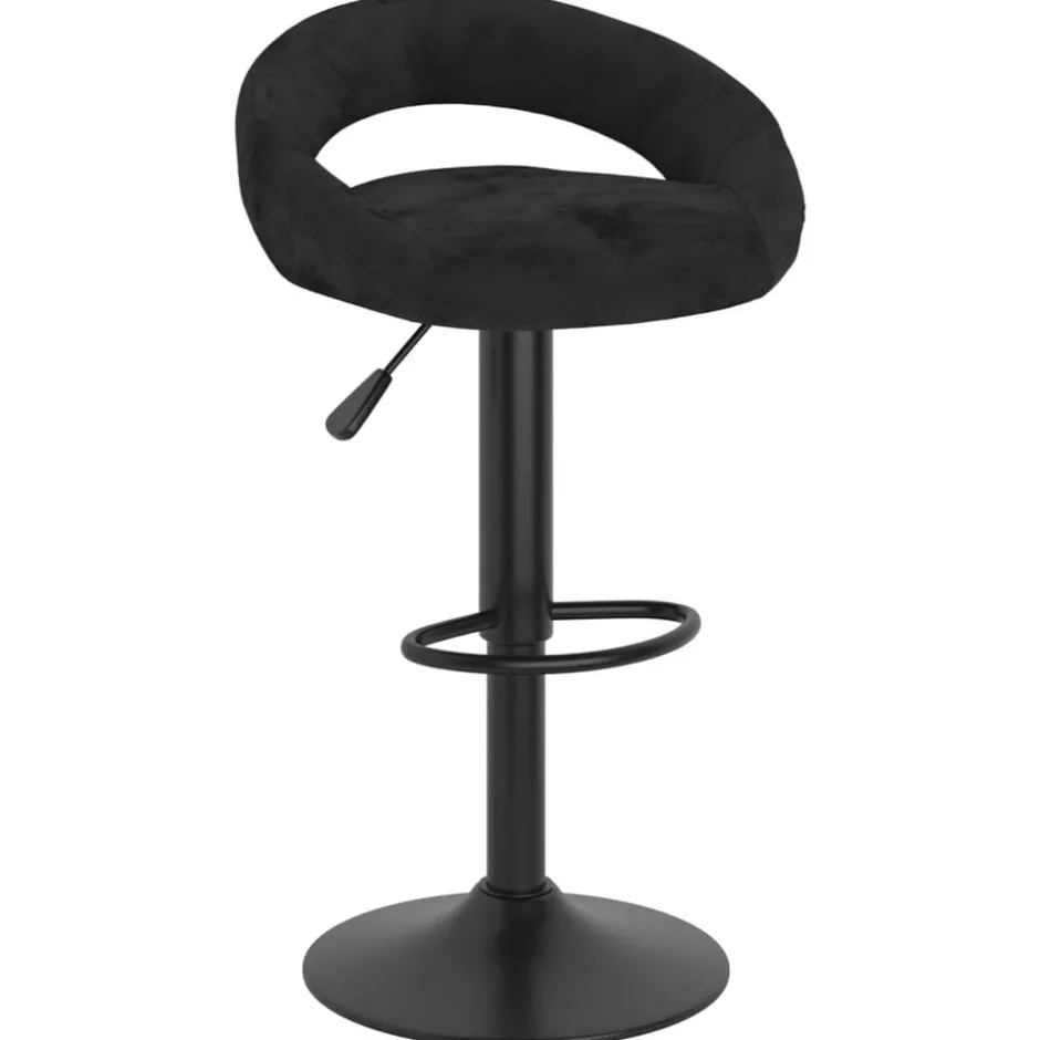 Best vidaXL Barstolar 2 st sammet Svart