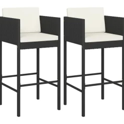 Best vidaXL Barstolar med dynor 2 st konstrotting Svart