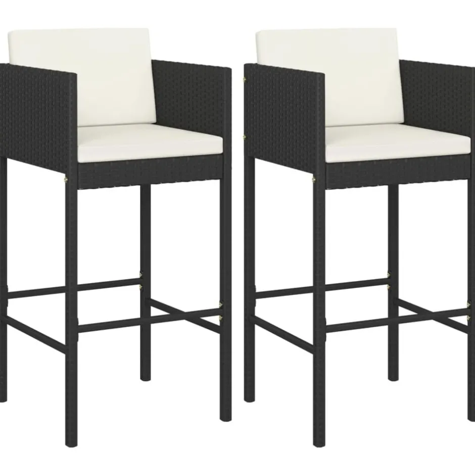 Best vidaXL Barstolar med dynor 2 st konstrotting Svart