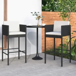 Best vidaXL Barstolar med dynor 2 st konstrotting Svart