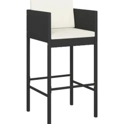 Best vidaXL Barstolar med dynor 2 st konstrotting Svart