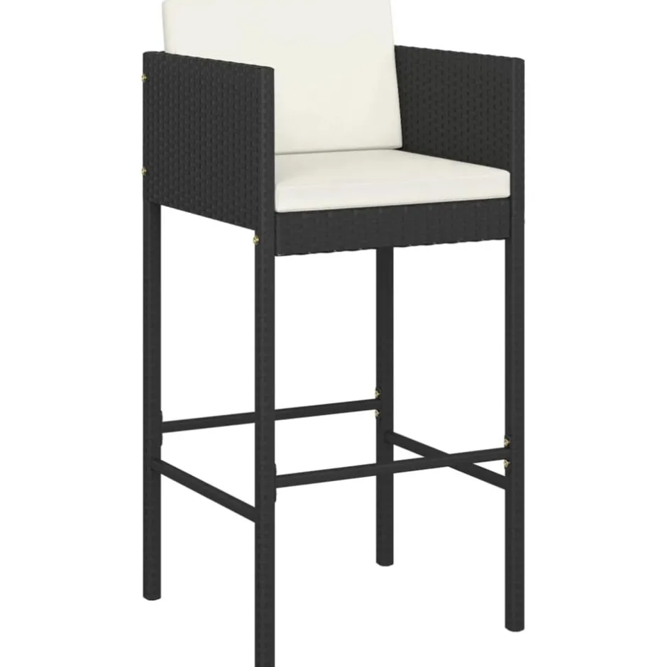Best vidaXL Barstolar med dynor 2 st konstrotting Svart