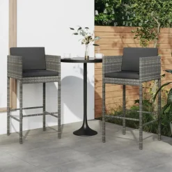 New vidaXL Barstolar med dynor 2 st konstrotting Grå