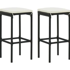 Sale vidaXL Barstolar med dynor 2 st konstrotting Svart