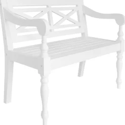 vidaXL Bataviabänk 98 cm massivt mahognyträ vit