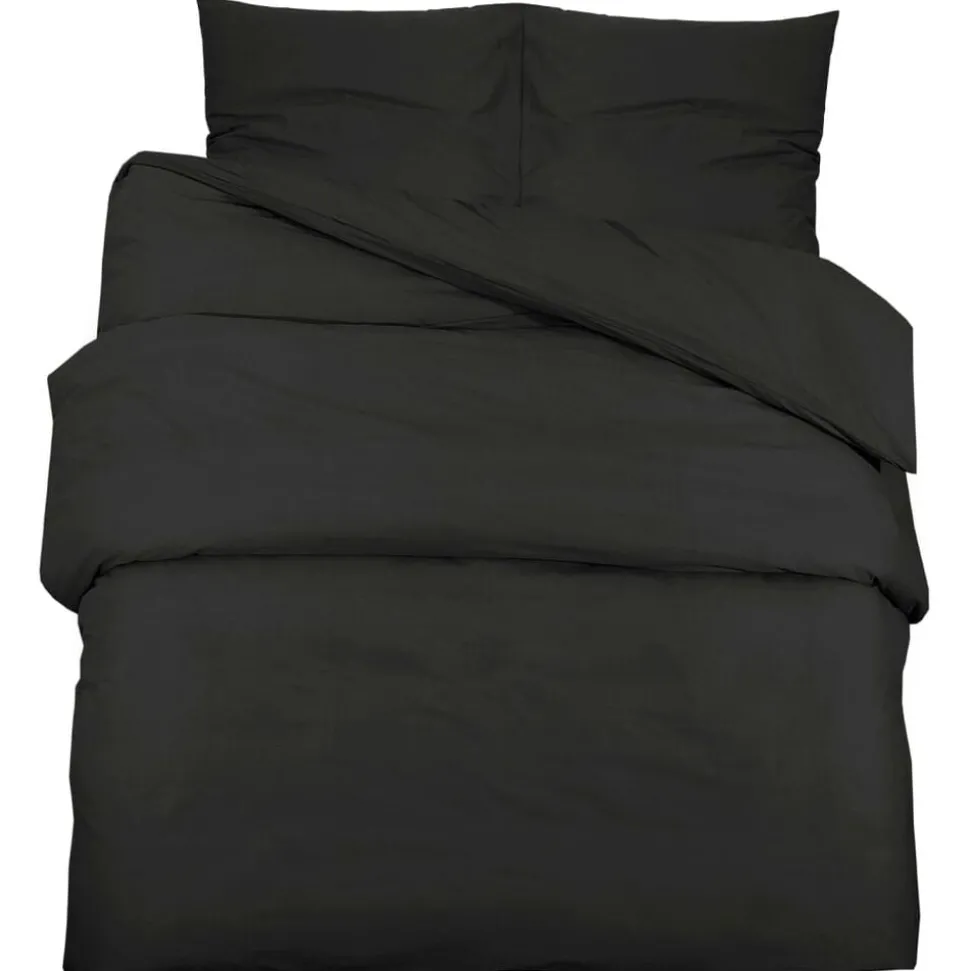 vidaXL Bäddset svart 140x200 cm bomull