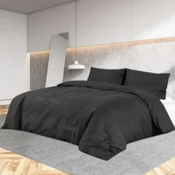 vidaXL Bäddset svart 140x200 cm bomull