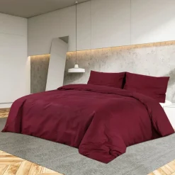 Online vidaXL Bäddset vin 140x200 cm bomull Röd