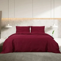 Online vidaXL Bäddset vin 140x200 cm bomull Röd
