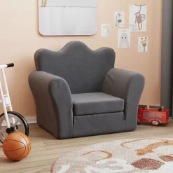 vidaXL Bäddsoffa för barn antracit mjuk plysch