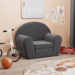vidaXL Bäddsoffa för barn mjuk plysch Antracit