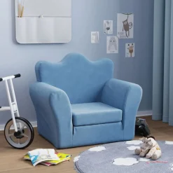 Discount vidaXL Bäddsoffa för barn mjuk plysch Blå