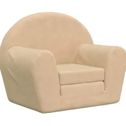 New vidaXL Bäddsoffa för barn gräddvit mjuk plysch Kräm