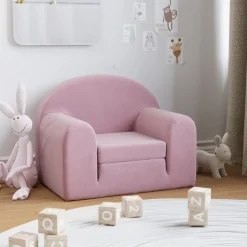vidaXL Bäddsoffa för barn mjuk plysch Rosa