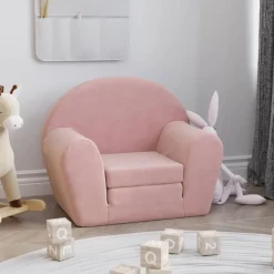 vidaXL Bäddsoffa för barn rosa mjuk plysch