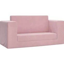 vidaXL Bäddsoffa för barn 2-sits rosa mjuk plysch