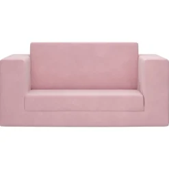 vidaXL Bäddsoffa för barn 2-sits rosa mjuk plysch