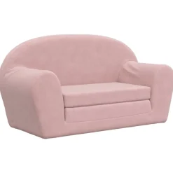 vidaXL Bäddsoffa för barn 2-sits rosa mjuk plysch
