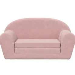 vidaXL Bäddsoffa för barn 2-sits rosa mjuk plysch