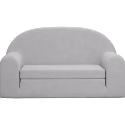 vidaXL Bäddsoffa för barn 2-sits ljusgrå mjuk plysch